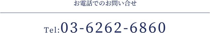 お電話でのお問い合せ　Tel:03-6262-6860